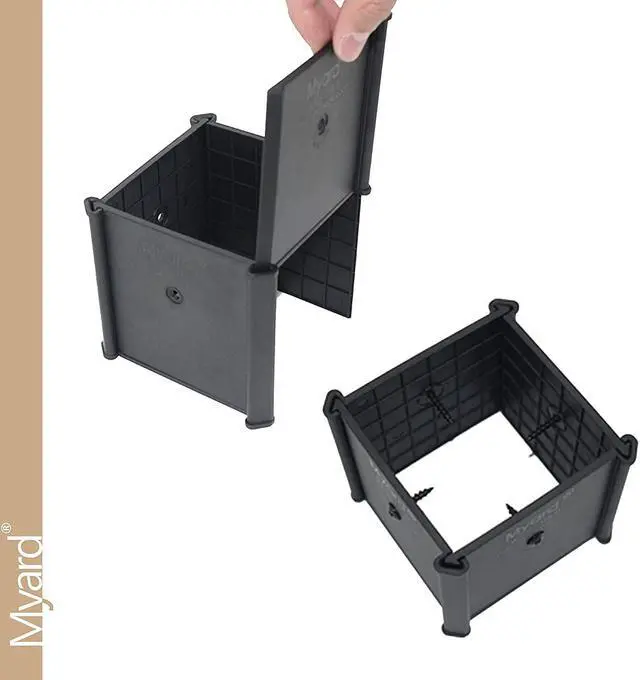 Alt view image 5 of 6 - Myard Post Protectors with Screws for 4X4 Inches (Actual 3.5X3.5) Deck, Fence, Mailbox Posts Prevent Damage by Lawn Maintenance Equipment (4" X 4" X 4", Black)
