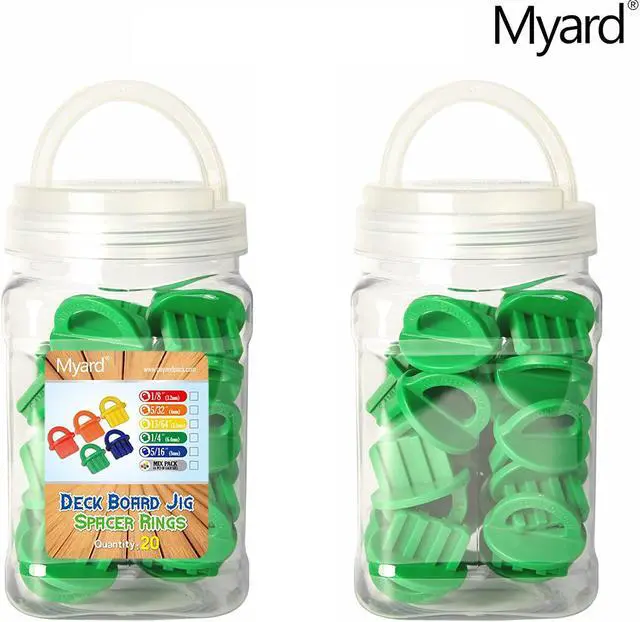 Alt view image 5 of 7 - Myard DJS6.4 1/4 Inches Deck Board Jig Spacer Rings for Pressure Treated, Composite, PVC, Plank, Hardwood Decking Tool (Green, 20-Pack)