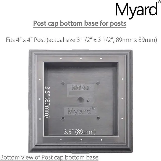 Alt view image 4 of 7 - Myard PNP 115445 Screw-Free Universal Fence Pyramid Top Cap Fits Post 4 X 4 Inches (Actual Post Size 3.5 X 3.5) (Qty 1, Black)