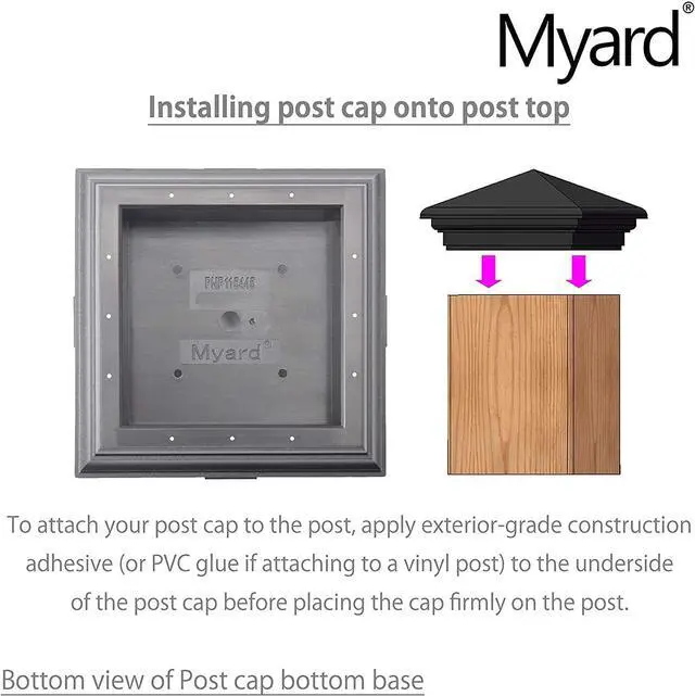 Alt view image 5 of 7 - Myard PNP 115445 Screw-Free Universal Fence Pyramid Top Cap Fits Post 4 X 4 Inches (Actual Post Size 3.5 X 3.5) (Qty 1, Black)