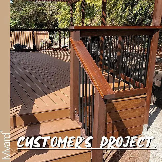 Alt view image 6 of 7 - Myard 32 Inches Classic Hollow round Aluminum Deck Balusters for Deck Railing Porch (25-Pack, Matte Black)