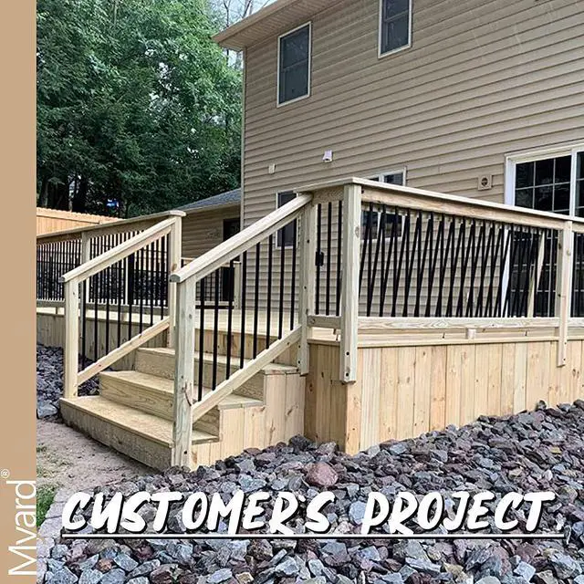 Alt view image 5 of 7 - Myard 32 Inches Classic Hollow round Aluminum Deck Balusters for Deck Railing Porch (25-Pack, Matte Black)