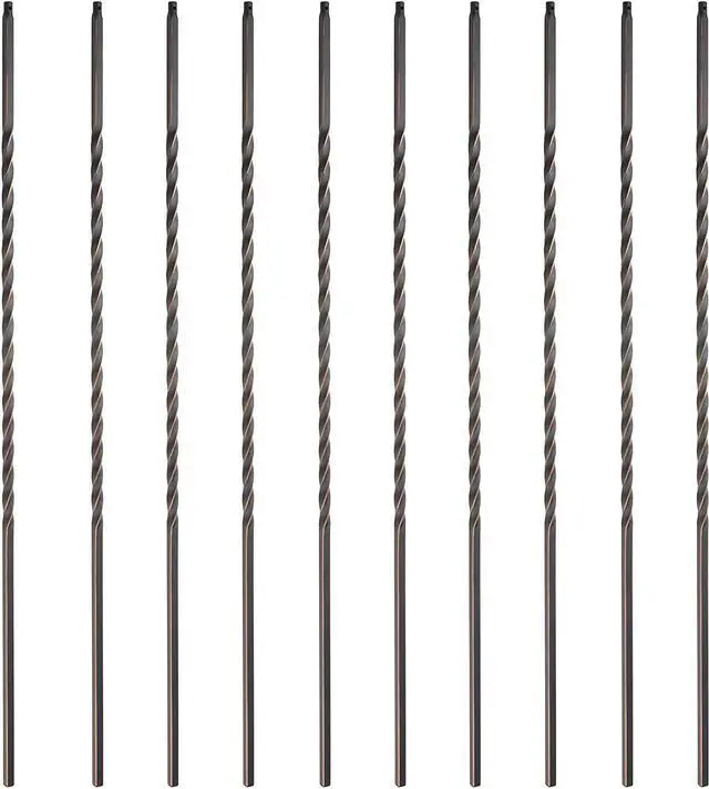 Main image of Myard Long Twist 1/2 Inches Square Iron Stair Balusters, 44 Inches 10-Pack (Satin Black + Oil-Rubbed Copper)