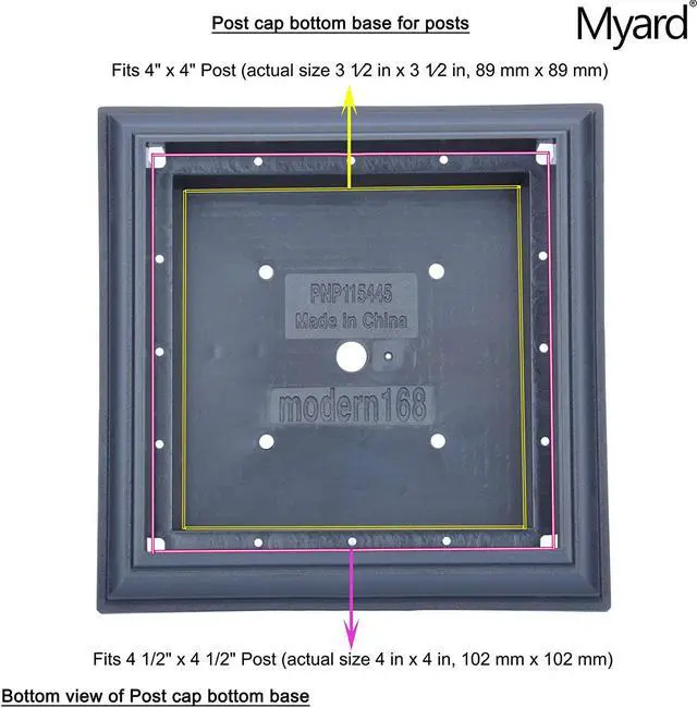 Alt view image 3 of 7 - Myard PNP 115445G Screw-Free Universal Fence Pyramid Top Cap Fits Post 4 X 4 Inches (Actual Post Size 3.5 X 3.5) (Qty 20, Green)