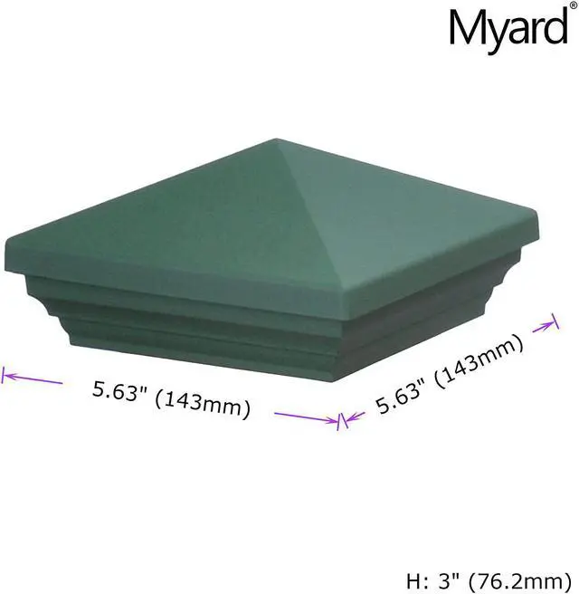 Alt view image 2 of 7 - Myard PNP 115445G Screw-Free Universal Fence Pyramid Top Cap Fits Post 4 X 4 Inches (Actual Post Size 3.5 X 3.5) (Qty 20, Green)