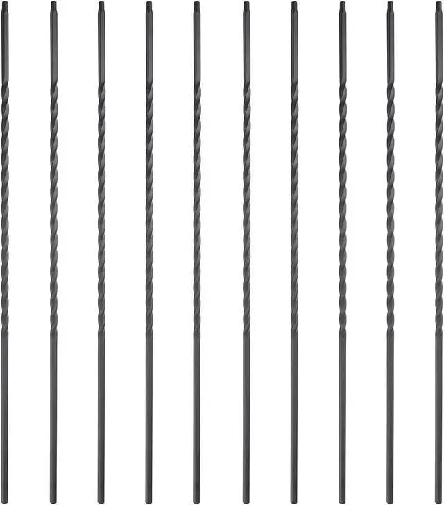 Main image of Myard Long Twist 1/2 Inches Square Iron Stair Balusters, 44 Inches 10-Pack (Satin Black)