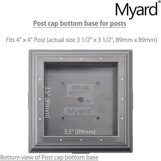 Alt view image 4 of 7 - Myard PNP 115445GR Screw-Free Universal Fence Pyramid Top Cap Fits Post 4 X 4 Inches (Actual Post Size 3.5 X 3.5) (Qty 5, Pewter)