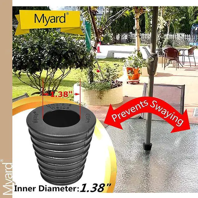 Alt view image 2 of 5 - Myard Umbrella Cone Wedge Shim for Patio Table Hole Opening or Base 1.8 to 2.4 Inch, Umbrella Pole Diameter 1-3/8" (35Mm, Black)