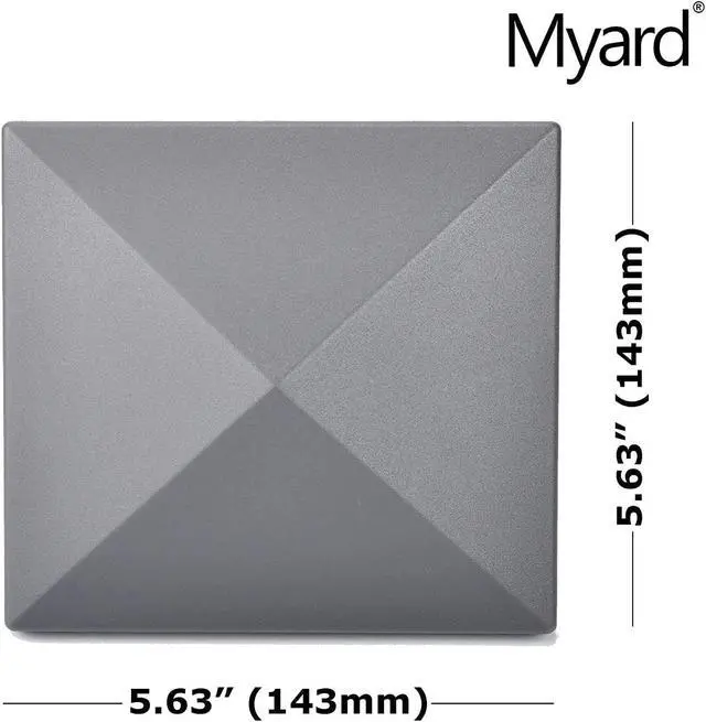 Alt view image 3 of 7 - Myard PNP 115445GR Screw-Free Universal Fence Pyramid Top Cap Fits Post 4 X 4 Inches (Actual Post Size 3.5 X 3.5) (Qty 5, Pewter)