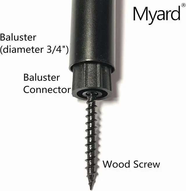 Alt view image 5 of 6 - Myard Baluster Connectors with Screws for Deck Handrail Railing Fencing (Qty 100 for 50 Balusters, Classic Square Stair Connectors)