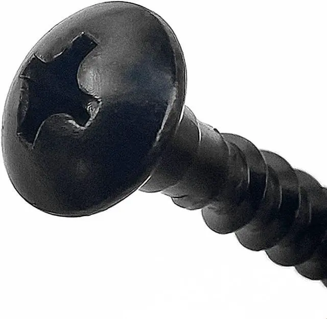 Alt view image 2 of 2 - Wood Screws Truss Phillips Head, Hardness Grade 12.9, Stainless Steel 18-8 (304) Black Phosphate Coated for Deck & Facemount Balusters, by Myard (1-5/8 Inch)