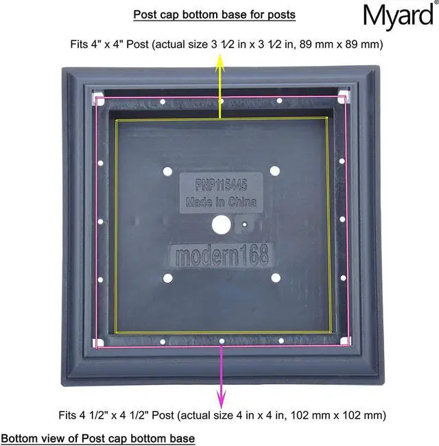 Alt view image 3 of 7 - Myard PNP 115445G Screw-Free Universal Fence Pyramid Top Cap Fits Post 4 X 4 Inches (Actual Post Size 3.5 X 3.5) (Qty 10, Green)
