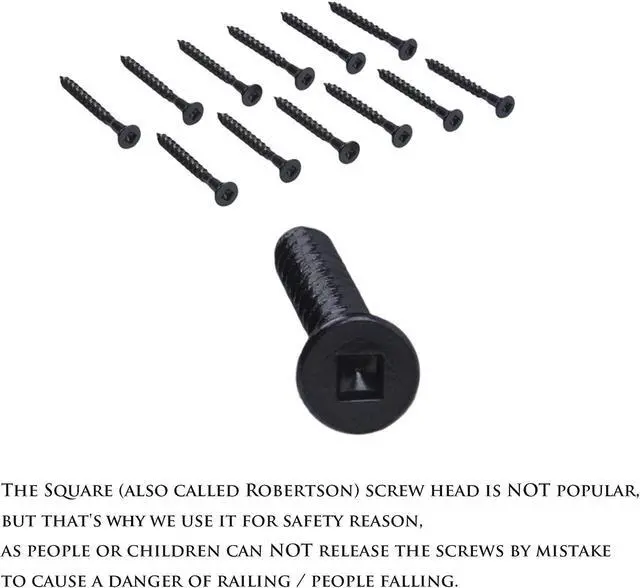 Alt view image 5 of 7 - Myard PNP111902 Deck Railing Connectors with Screws for 2X4 (Actual 1.5X3.5) Inches Stair Wood Handrail (10 Pcs, Black)