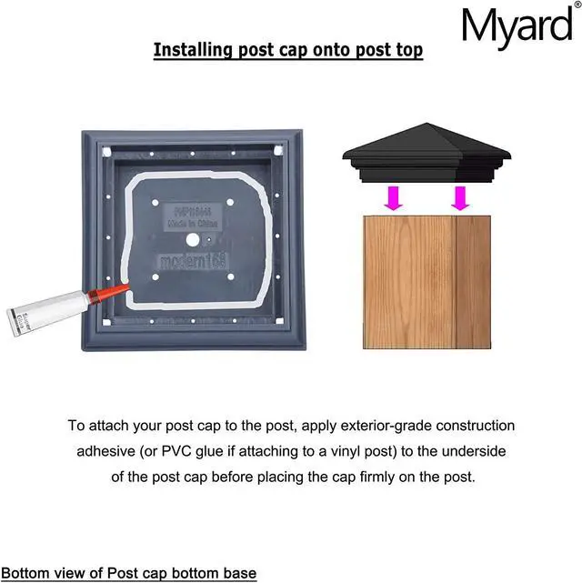 Alt view image 4 of 7 - Myard PNP 115445G Screw-Free Universal Fence Pyramid Top Cap Fits Post 4 X 4 Inches (Actual Post Size 3.5 X 3.5) (Qty 5, Green)