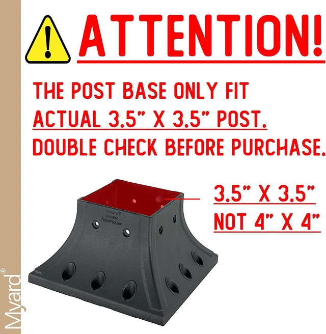 Alt view image 2 of 7 - Myard 4X4 (Actual 3.5X3.5) Inches Aluminum Deck Post Base Cover Flange with Screws for Decking Patio Railing Handrail Fence Anchor (Qty 4, Black)