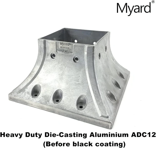 Alt view image 3 of 7 - Myard 4X4 (Actual 3.5X3.5) Inches Aluminum Deck Post Base Cover Flange with Screws for Decking Patio Railing Handrail Fence Anchor (Qty 4, Black)