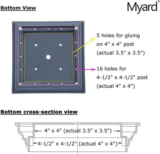 Alt view image 5 of 7 - Myard PNP 115445G Screw-Free Universal Fence Pyramid Top Cap Fits Post 4 X 4 Inches (Actual Post Size 3.5 X 3.5) (Qty 5, Green)