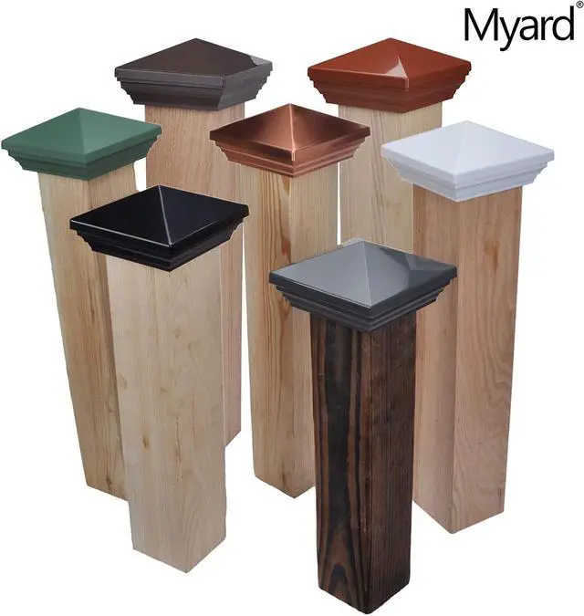 Alt view image 7 of 7 - Myard PNP 115445G Screw-Free Universal Fence Pyramid Top Cap Fits Post 4 X 4 Inches (Actual Post Size 3.5 X 3.5) (Qty 5, Green)