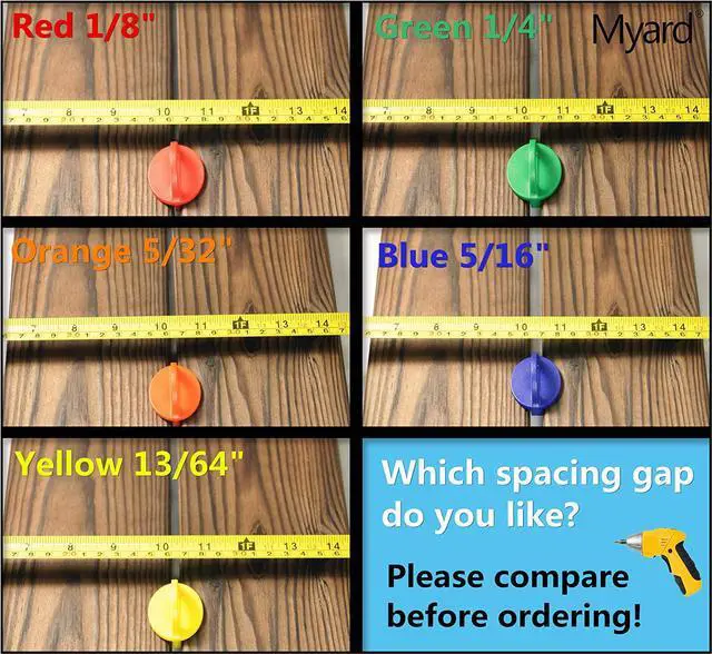 Alt view image 6 of 7 - Myard DJS8 5/16 Inches Deck Board Jig Spacer Rings for Pressure Treated, Composite, PVC, Plank, Hardwood Decking Tool (Blue, 20-Pack)