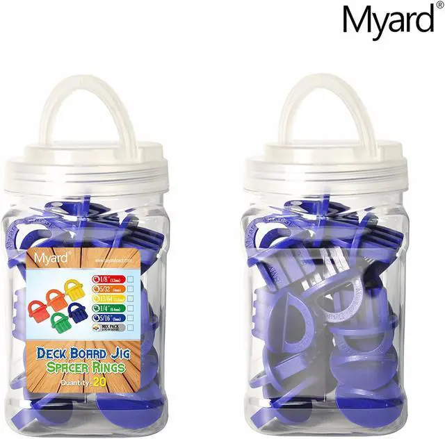 Alt view image 5 of 7 - Myard DJS8 5/16 Inches Deck Board Jig Spacer Rings for Pressure Treated, Composite, PVC, Plank, Hardwood Decking Tool (Blue, 20-Pack)