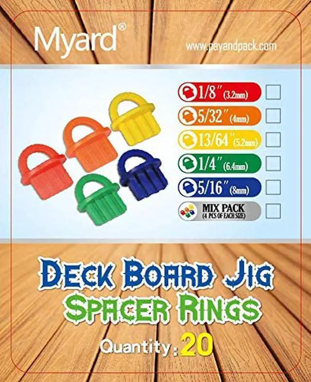 Alt view image 7 of 7 - Myard DJS8 5/16 Inches Deck Board Jig Spacer Rings for Pressure Treated, Composite, PVC, Plank, Hardwood Decking Tool (Blue, 20-Pack)