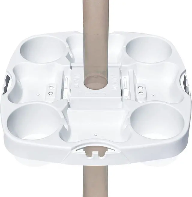 Main image of Myard Umbrella Table Tray 15 Inches Pro for Beach, Patio, Swimming Pool with 4 Drink Holders, 4 Snack Grooves, 4 Sunglasses Holes, 4 Phone Slots, 4 Airpods Holes, 2 Ipad Slots, 4 Small Bag Hangers