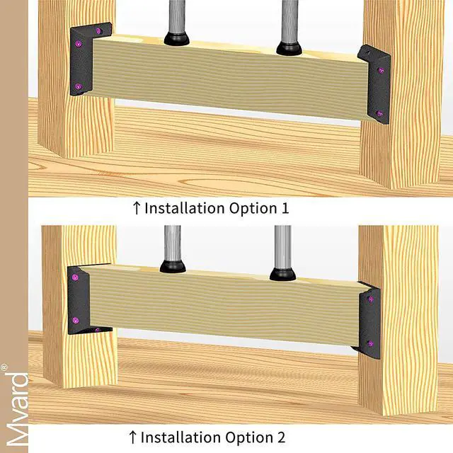 Alt view image 4 of 6 - Myard PNP11145 Angled (For 30 to 60 Degree) Railing Connectors with Screws for 2X4 Inches (Actual 1.5X3.5 Inches) Inclined Stair Wood Handrail (5 Pair, Black)