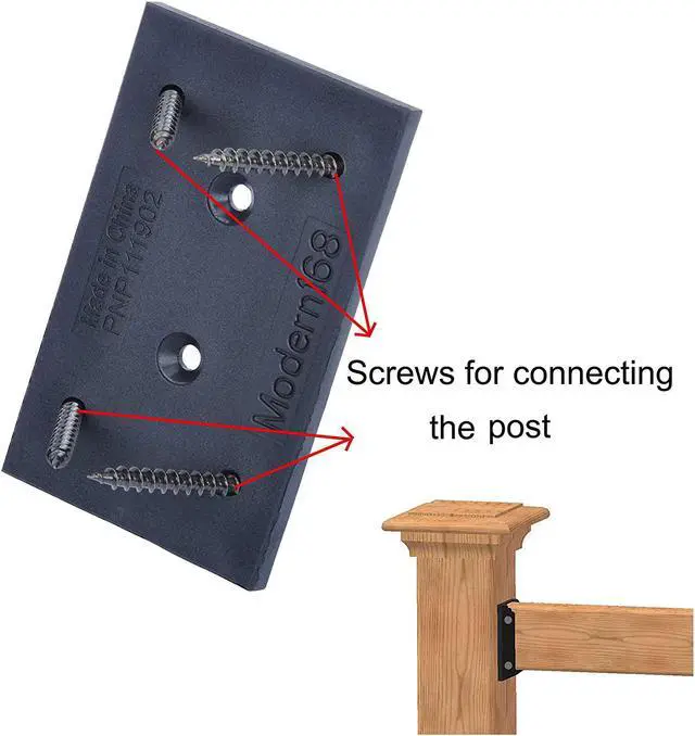 Alt view image 4 of 7 - Myard PNP111902 Deck Railing Connectors with Screws for 2X4 (Actual 1.5X3.5) Inches Stair Wood Handrail (2 Pcs, Black)