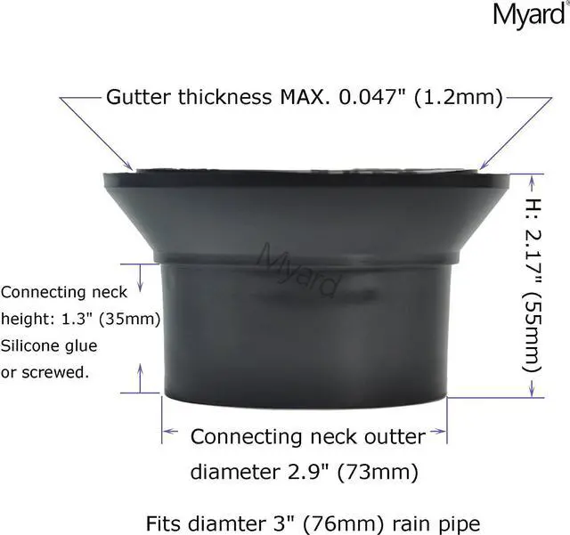 Alt view image 6 of 7 - Myard Gutter Downspout Adapter/Connector Fits 6" (Schedule 40) PVC Rain Water Drain down Pipe Tubing (6", Black)
