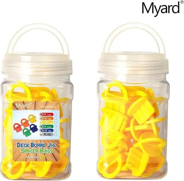Alt view image 5 of 7 - Myard DJS5.2 13/64 Inches Deck Board Jig Spacer Rings for Pressure Treated, Composite, PVC, Plank, Hardwood Decking Tool (Yellow, 20-Pack)