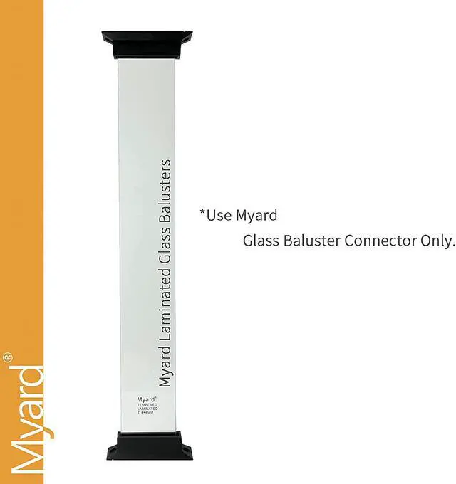 Alt view image 6 of 6 - Myard Laminated + Tempered Glass Balusters for Deck Patio Fence Wood or Aluminum Railing Rails (Length 32", 5-Pack)