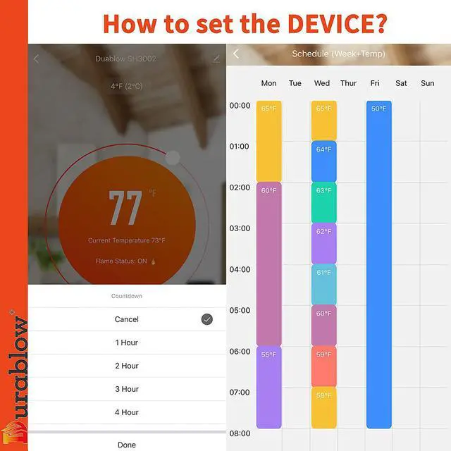 Alt view image 5 of 5 - Durablow SH3002 Gas Fireplace Wifi Smart Home Remote Control for Millivolt Valve, Compatible with Alexa, Google Home (On/Off + Timer + Thermostat + Schedule Programmable)
