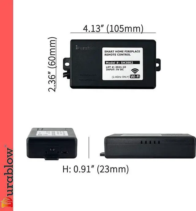 Alt view image 2 of 5 - Durablow SH3002 Gas Fireplace Wifi Smart Home Remote Control for Millivolt Valve, Compatible with Alexa, Google Home (On/Off + Timer + Thermostat + Schedule Programmable)