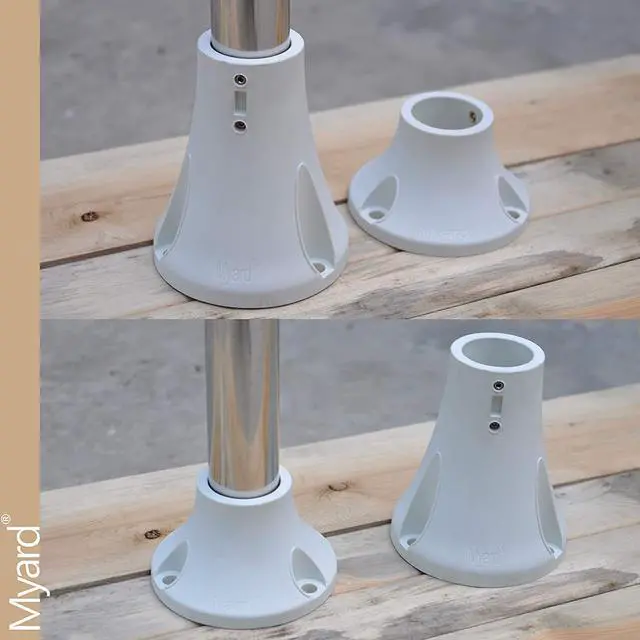 Alt view image 6 of 6 - Myard 3" Surface Mount Base Anchor Flange for 1.9" Swimming Pool Rail Handrail Ladder to Concrete or Wood Deck (Ivory White, 2-Pack)