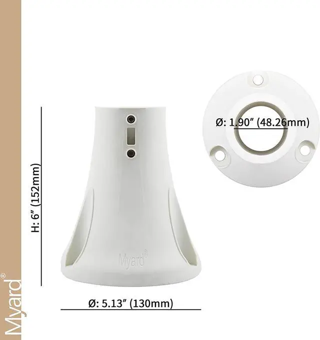Alt view image 2 of 6 - Myard 6" Surface Mount Base Anchor Flange for 1.9" Swimming Pool Rail Handrail Ladder to Concrete or Wood Deck (Ivory White, 2-Pack)