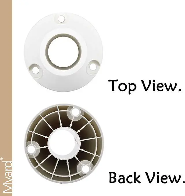 Alt view image 4 of 6 - Myard 6" Surface Mount Base Anchor Flange for 1.9" Swimming Pool Rail Handrail Ladder to Concrete or Wood Deck (Ivory White, 2-Pack)