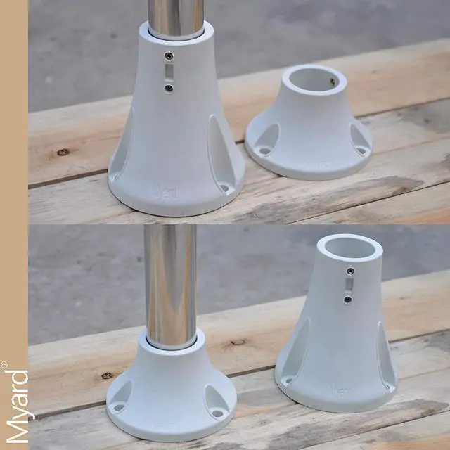 Alt view image 6 of 6 - Myard 6" Surface Mount Base Anchor Flange for 1.9" Swimming Pool Rail Handrail Ladder to Concrete or Wood Deck (Ivory White, 2-Pack)