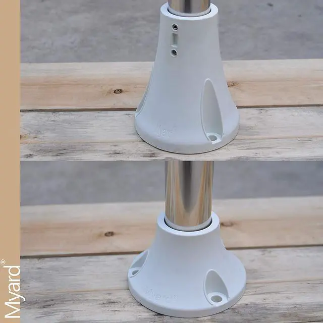 Alt view image 5 of 6 - Myard 6" Surface Mount Base Anchor Flange for 1.9" Swimming Pool Rail Handrail Ladder to Concrete or Wood Deck (Ivory White, 2-Pack)