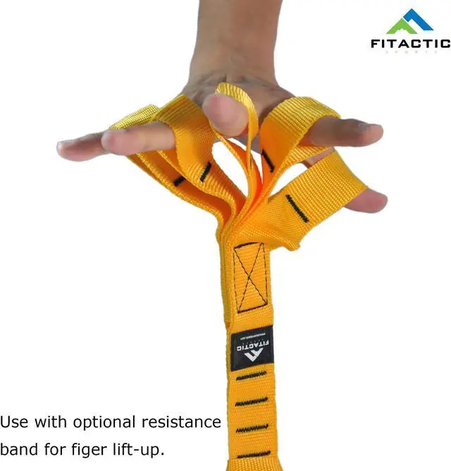 Alt view image 2 of 4 - FITACTIC Upgraded 1 Pair Eagle Loops Grip for Finger Thumb Hand Wrist Forearm Arm Strengthening Training (Yellow)