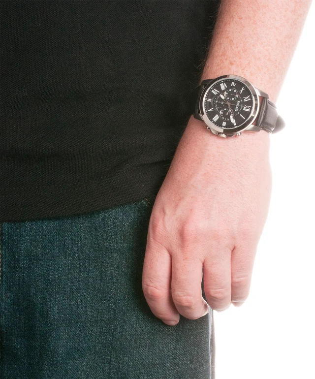 Alt view image 5 of 18 - Fossil Grant Black Dial Black Leather Mens Watch FS4812
