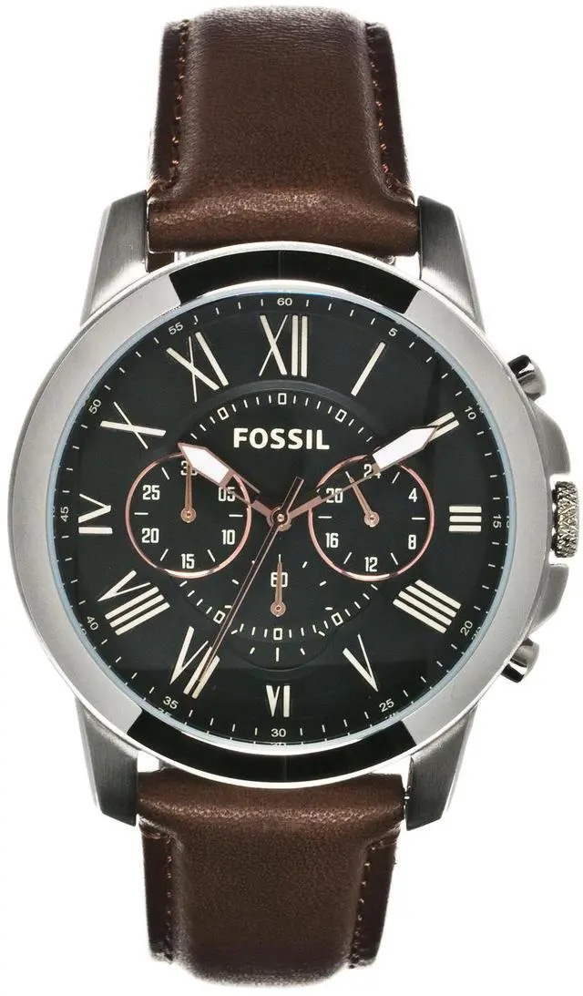 Alt view image 2 of 17 - Fossil Grant Chronograph Black Dial Brown Leather Mens Watch FS4813