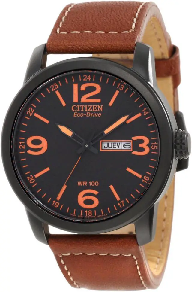 Alt view image 3 of 18 - Citizen Men's BM8475-26E Eco-Drive Sport Brown Leather Watch