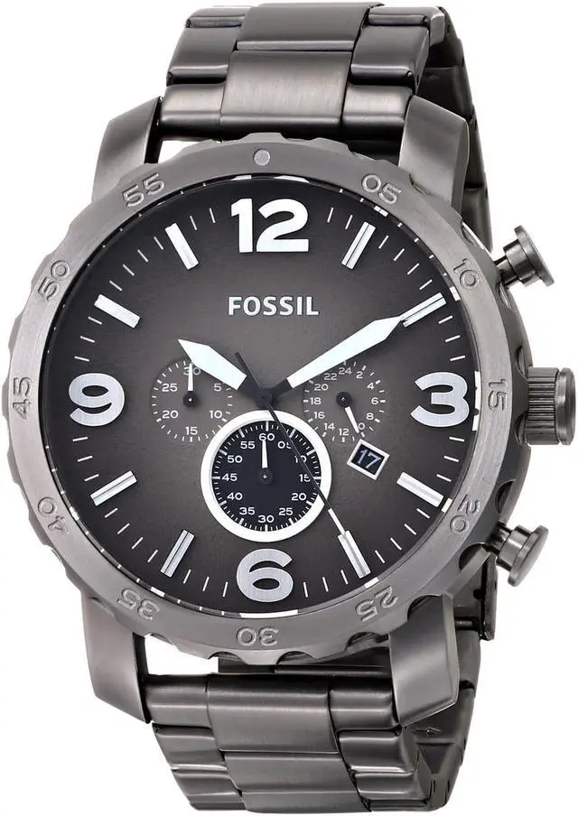 Alt view image 3 of 11 - Fossil Nate Chronograph Smoke Grey Dial Ion-plated Mens Watch JR1437