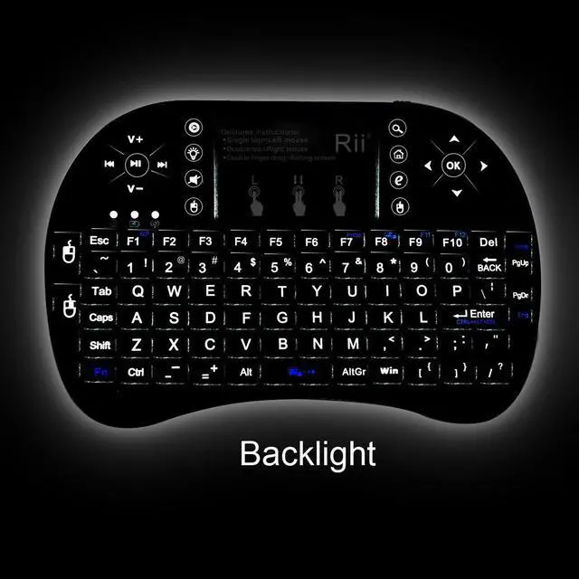 Alt view image 6 of 8 - Rii i8+ Mini Bluetooth Keyboard with Touchpad & QWERTY Keyboard, Backlit Portable Wireless Keyboard for Smartphones laptop/PC/Tablets/Windows/Mac/TV/Xbox/PS3/Raspberry Pi (Black)