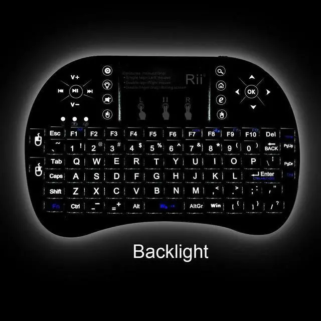 Alt view image 3 of 7 - Rii i8+ Wireless Mini Keyboard Mouse backlite Touchpad for PC Smart TV (Black)