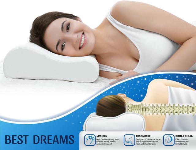 Comfortable Orthopedic Cervical Neck Pillow for Pain Relief, Ideal for Back  and Side Sleepers