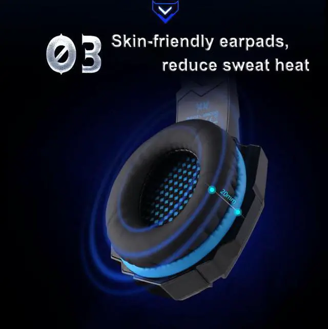 Alt view image 5 of 7 - G9000 Stereo Gaming Headset for PS4, PC, Xbox One Controller, Noise Cancelling Over Ear Headphones with Mic, Bass Surround, LED Light for Laptop Mac Nintendo PS3 Games