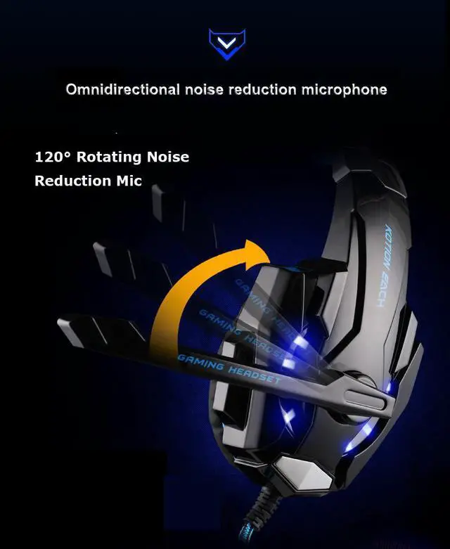 Alt view image 4 of 7 - G9000 Stereo Gaming Headset for PS4, PC, Xbox One Controller, Noise Cancelling Over Ear Headphones with Mic, Bass Surround, LED Light for Laptop Mac Nintendo PS3 Games