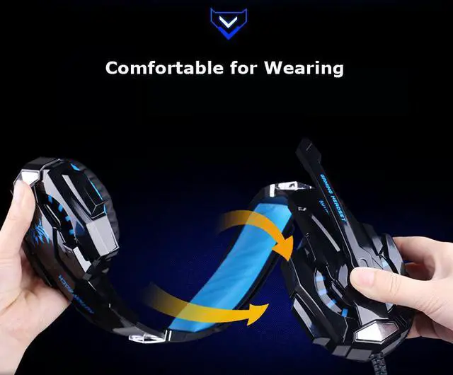 Alt view image 3 of 7 - G9000 Stereo Gaming Headset for PS4, PC, Xbox One Controller, Noise Cancelling Over Ear Headphones with Mic, Bass Surround, LED Light for Laptop Mac Nintendo PS3 Games