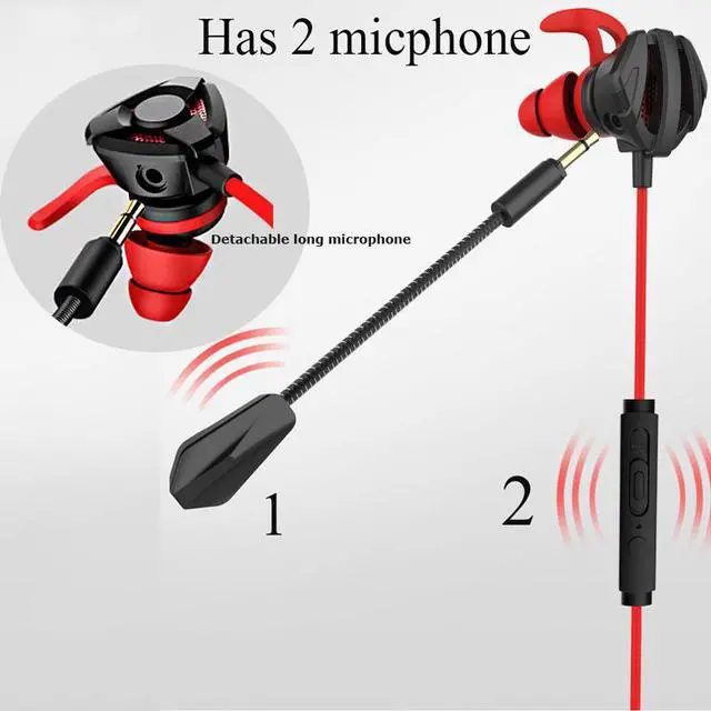 Alt view image 3 of 7 - In-Ear Games Headset with Dual Mic 7.1 Stereo Bass Noise Reduction Gaming Earphone For phone, tablet, laptop, PC